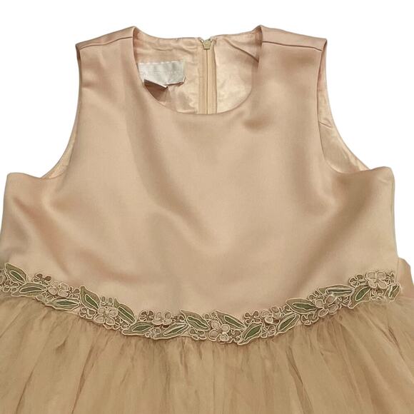 VTG Jessica McClintock Satin Tulle Dress, Embroidered, Flower Girl Dress, 10 - Picture 4 of 14